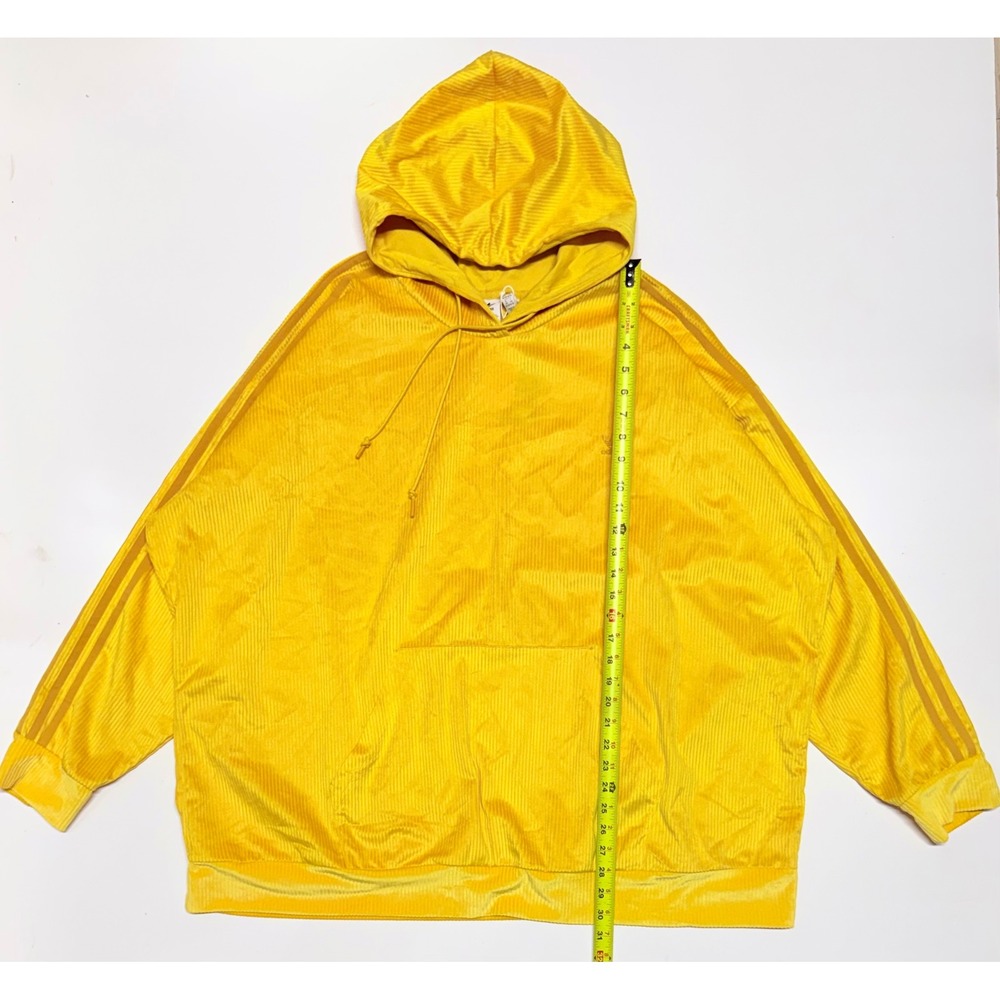 Adidas Originals Womens Hoodie Corn Yellowβ Ribbed Velour 3-Stripe GU0815 4X NEW